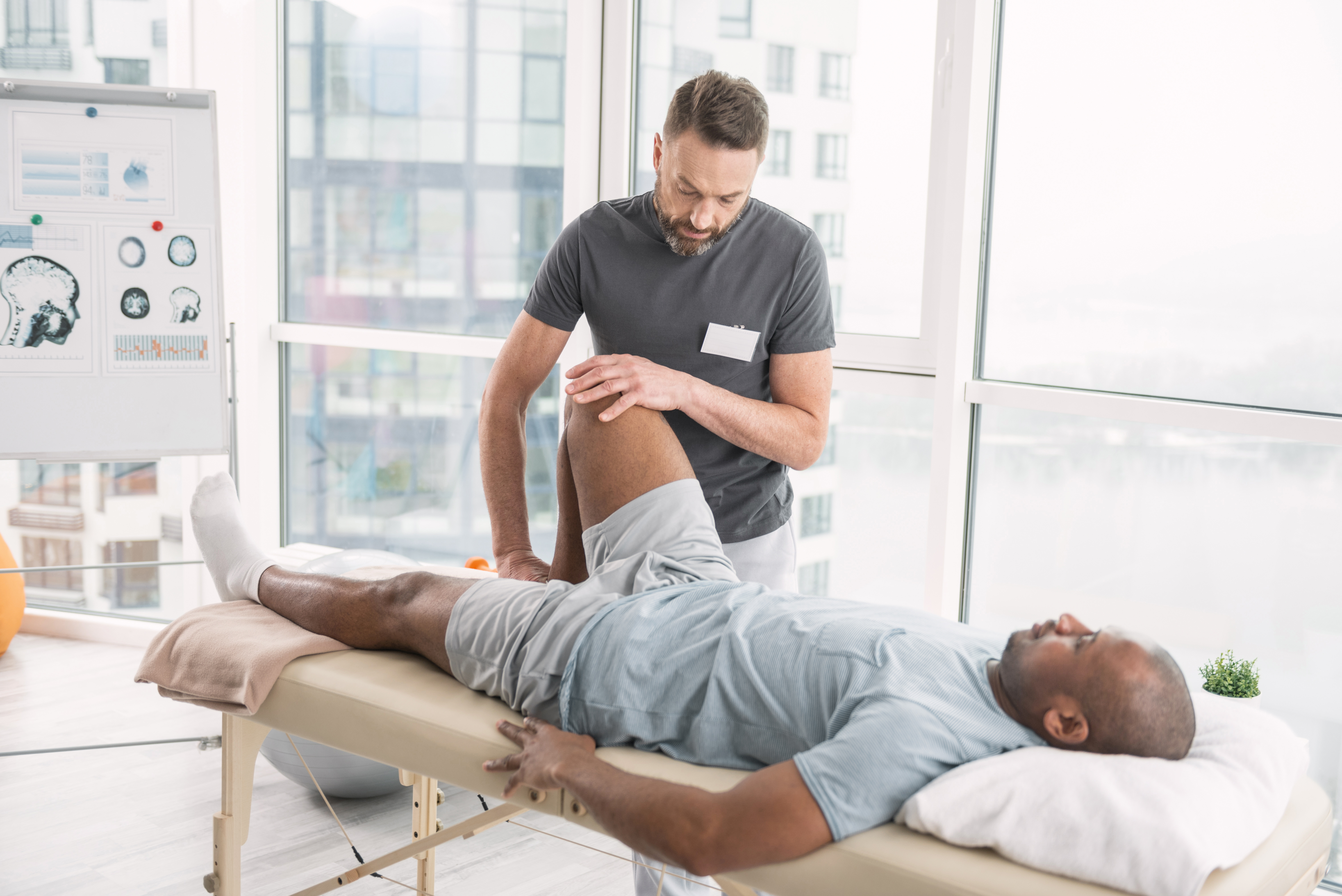Physiotherapist working with a patient